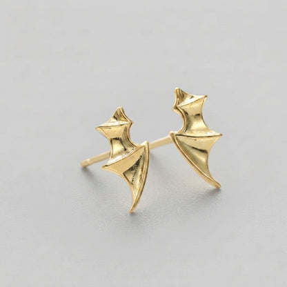 Gold Bat Wing Stud Earrings