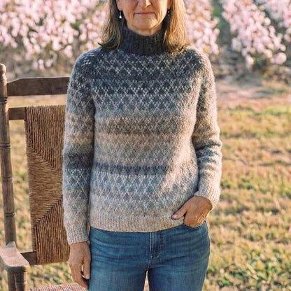Cotton Sweater Gray with Triangle Pattern