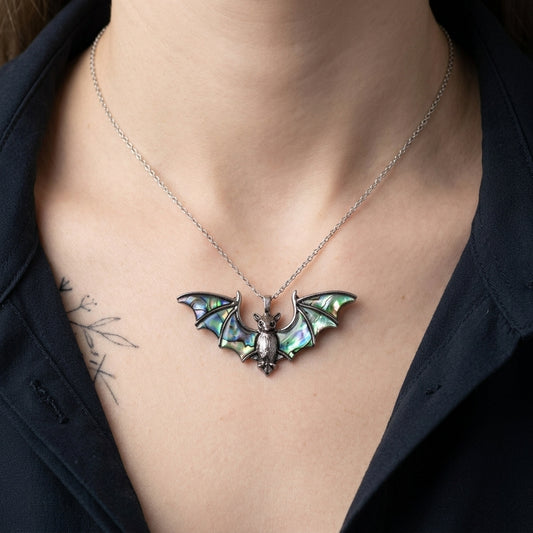 Bat Necklace Abalone Pendant Necklace