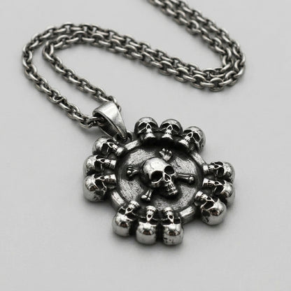 Skull and Crossbones Medallion Necklace