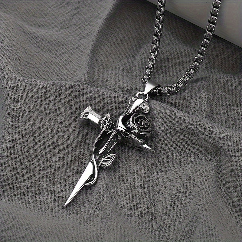 Thorn Rose Cross Necklace