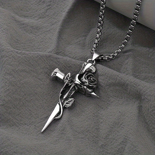 Thorn Rose Cross Necklace