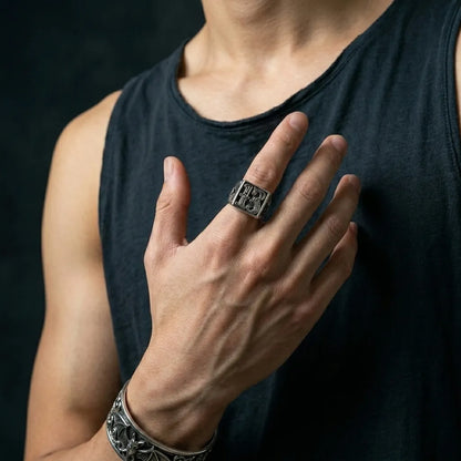 Lucky 13 Ornate Signet Ring