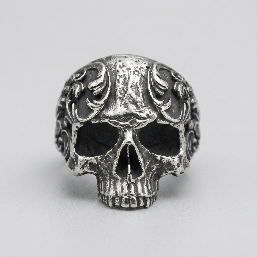 Skull Ring: "Baroque Skull Biker Ring"
