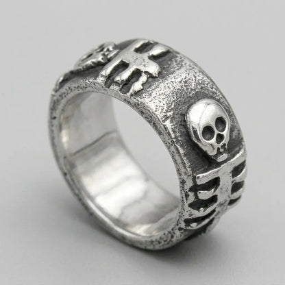 Skull & Spine Skeleton Band Ring