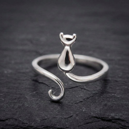 925 Sterling Silver Adjustable Kitten Ring