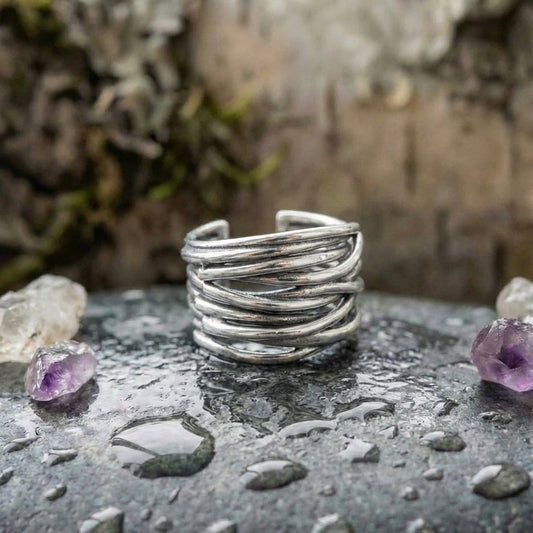 925 Sterling Silver Adjustable Layered Ring