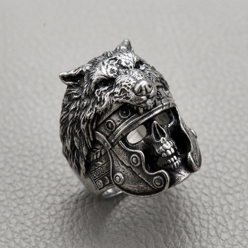Wolf Helm Skull Gladiator Ring