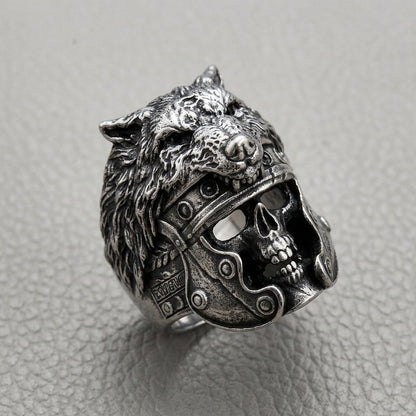 Wolf Helm Skull Gladiator Ring