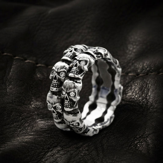 Skull Inlaid Gemstone Ring