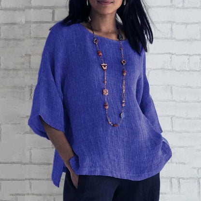 Linen Round Neck Relaxed Top