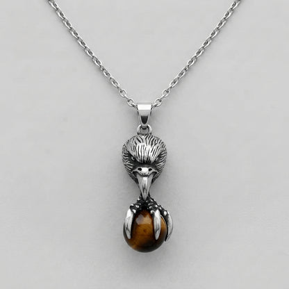 Eagle Claw Pendant Necklace with Black Stone