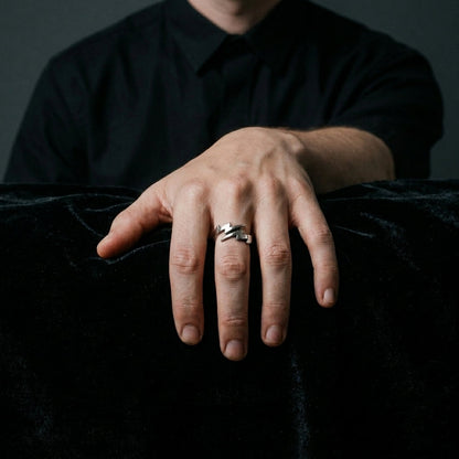 Double Lightning Bolt Open Band Ring