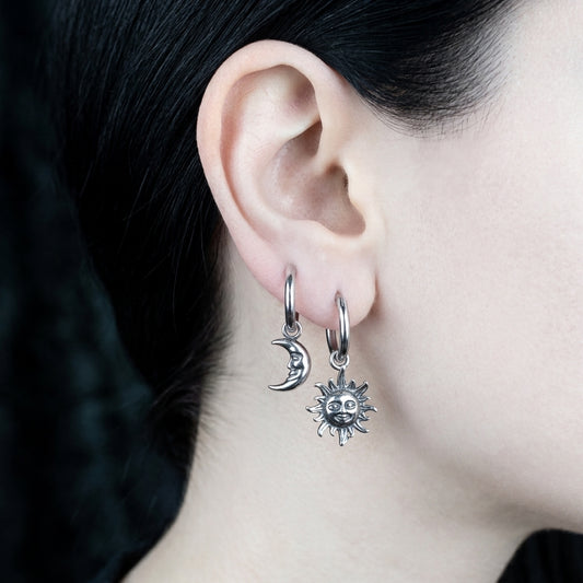 Sun and Moon Hoop Earrings Sun Hoop
