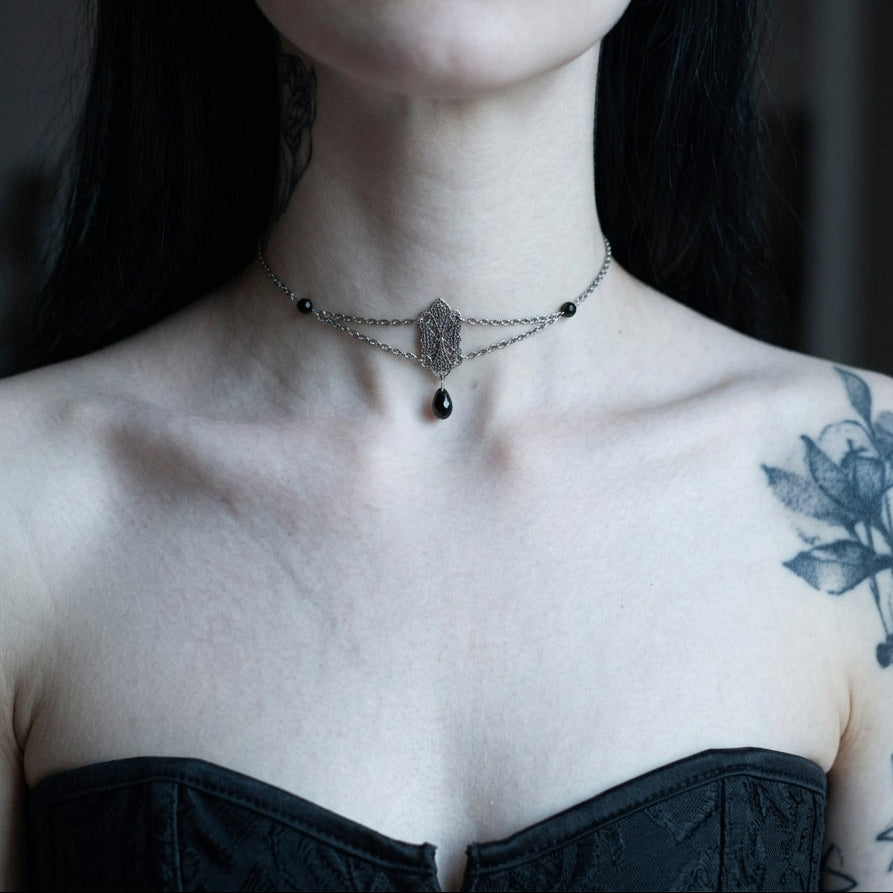 Nightfall Filigree Victorian Crystal Necklace