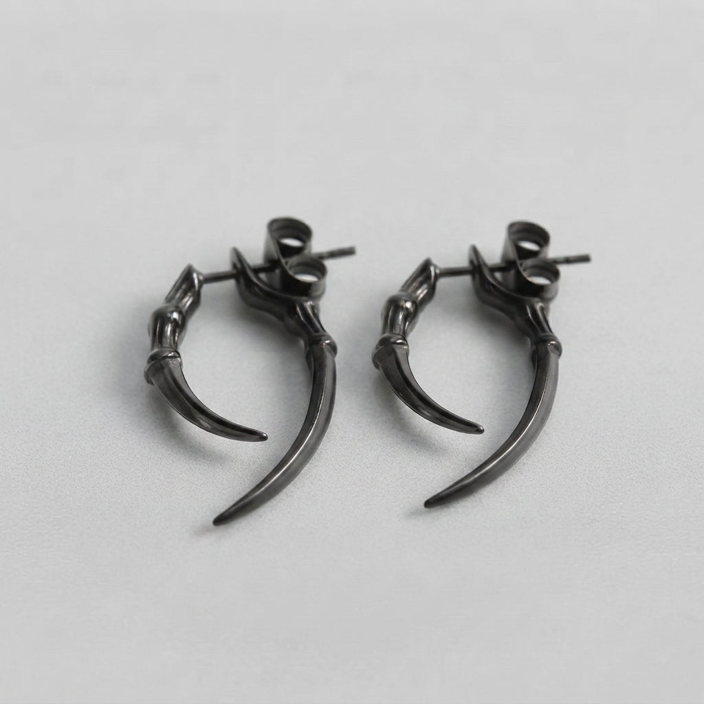 Black Talon Claw Stud Earrings