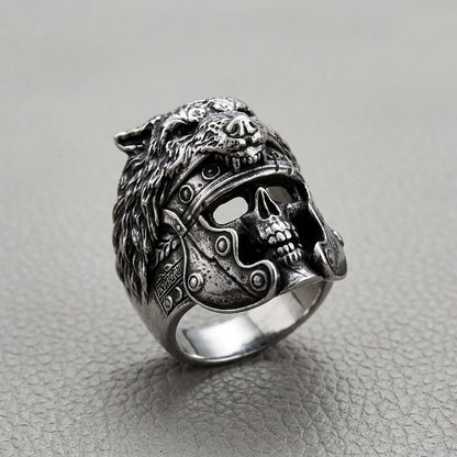 Wolf Helm Skull Gladiator Ring