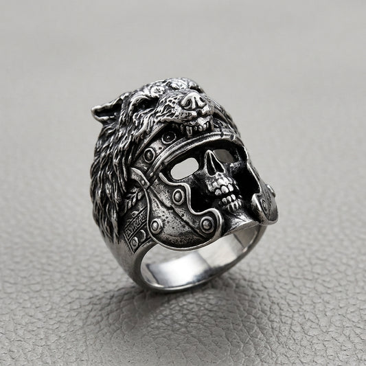 Wolf Helm Skull Gladiator Ring
