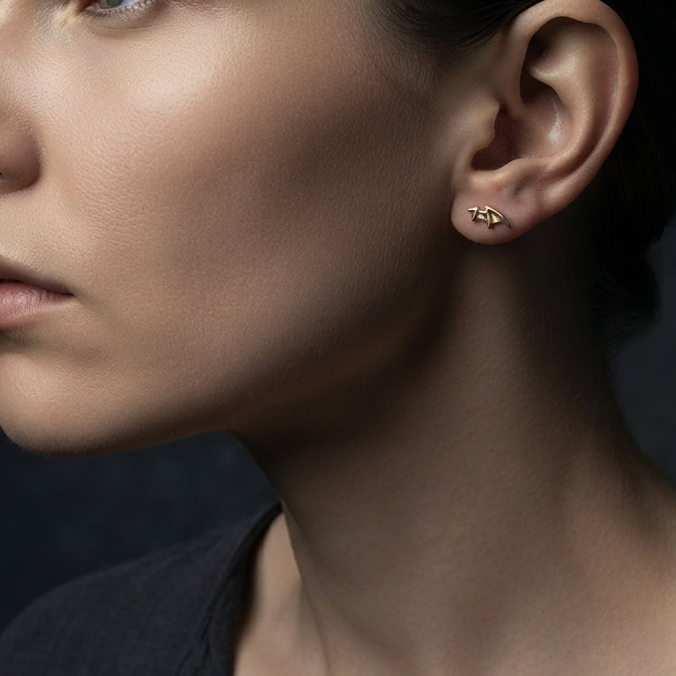 Gold Bat Wing Stud Earrings