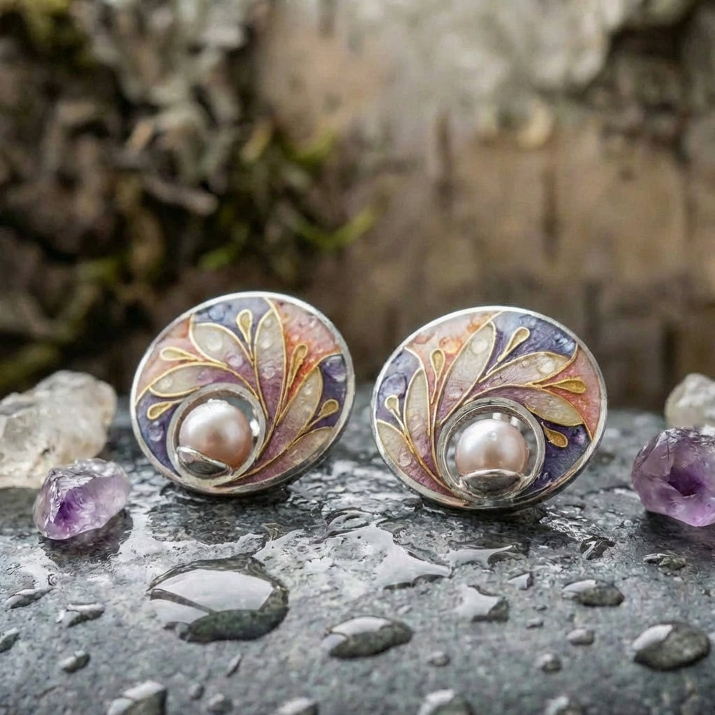 Acrylic Earrings With Pearls
