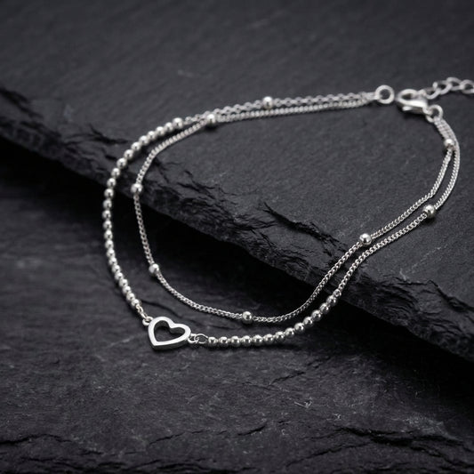 Adjustable Silver Heart Bracelet