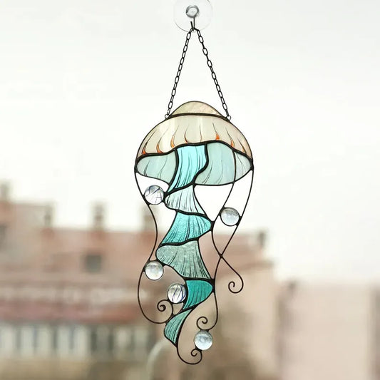 Aqua Jellyfish Crystal Suncatcher