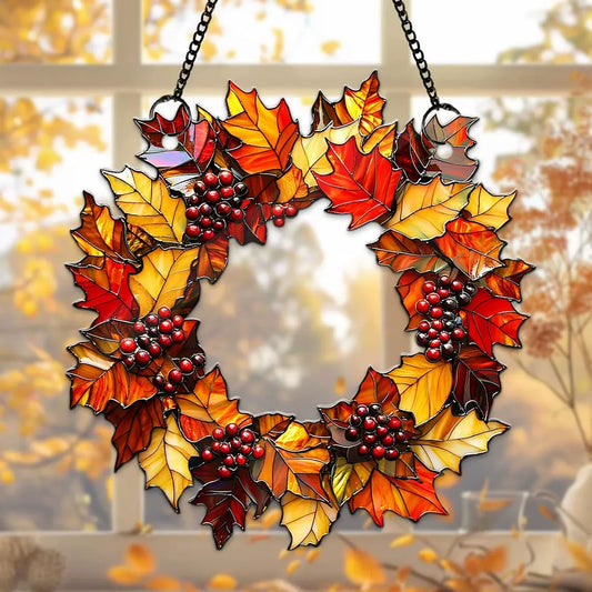 Autumn Maple Wreath Suncatcher