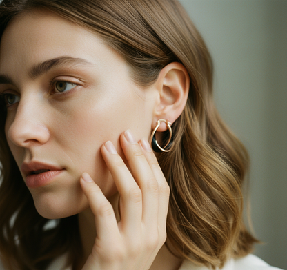 Black Hoop Rose Gold Earrings