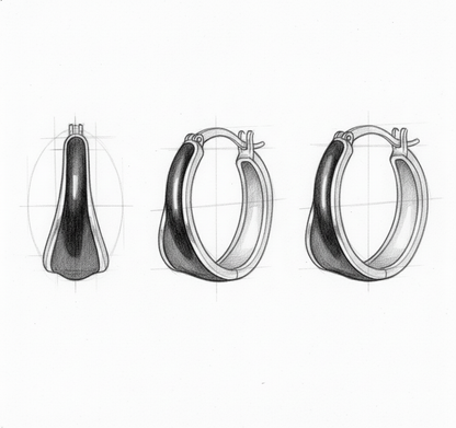 Black Hoop Rose Gold Earrings