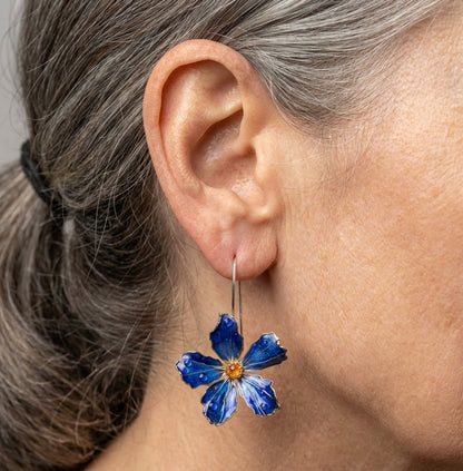 Blooming Blue Flower Earrings