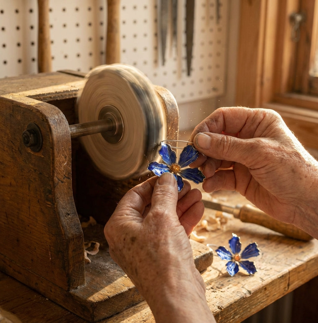 Blooming Blue Flower Earrings