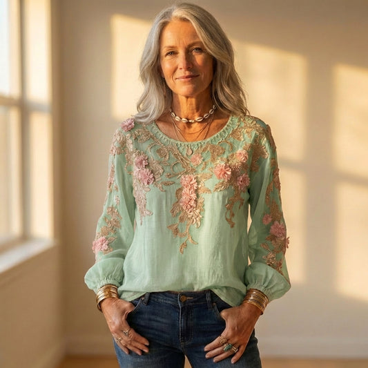 Blouse With Floral Embroidery