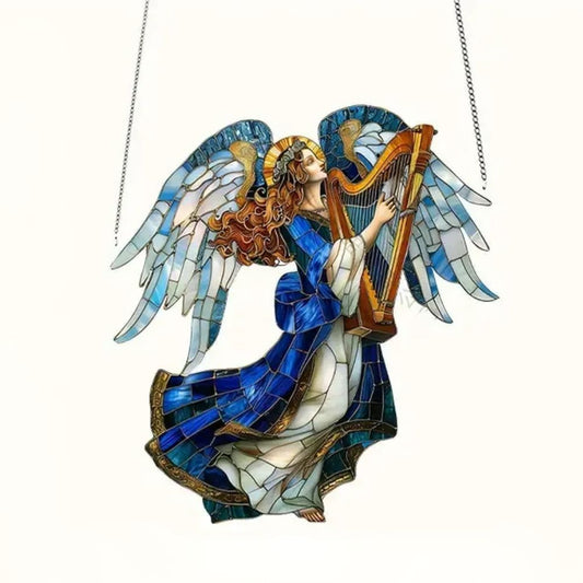 Blue Angel Harp Player Suncatcher