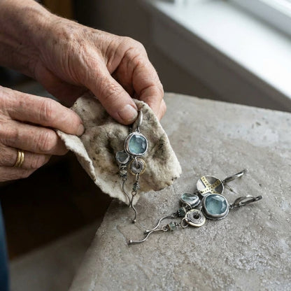 Blue Stone Cross Earrings