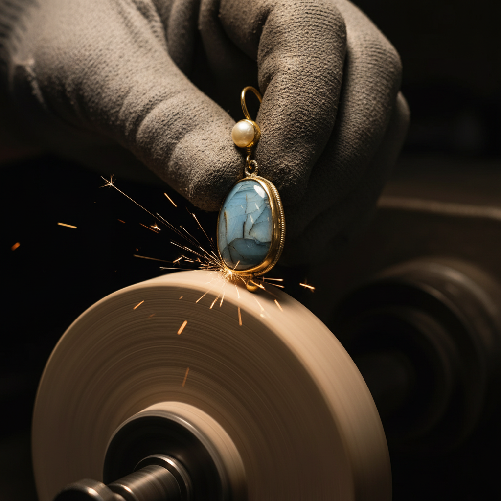 Blue Stone Pearl Earrings