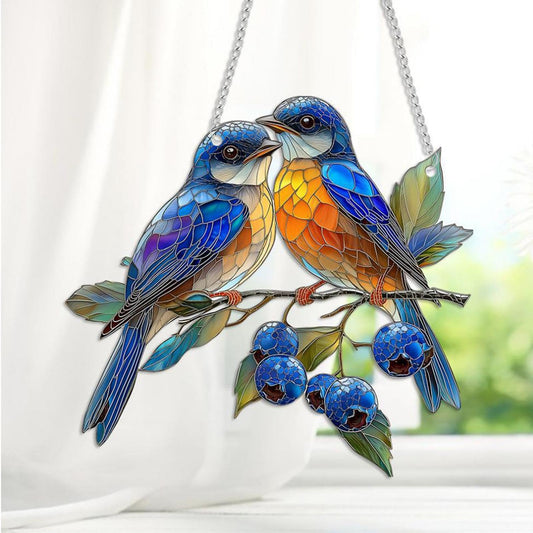 Bluebird Pair Stained Glass Suncatcher