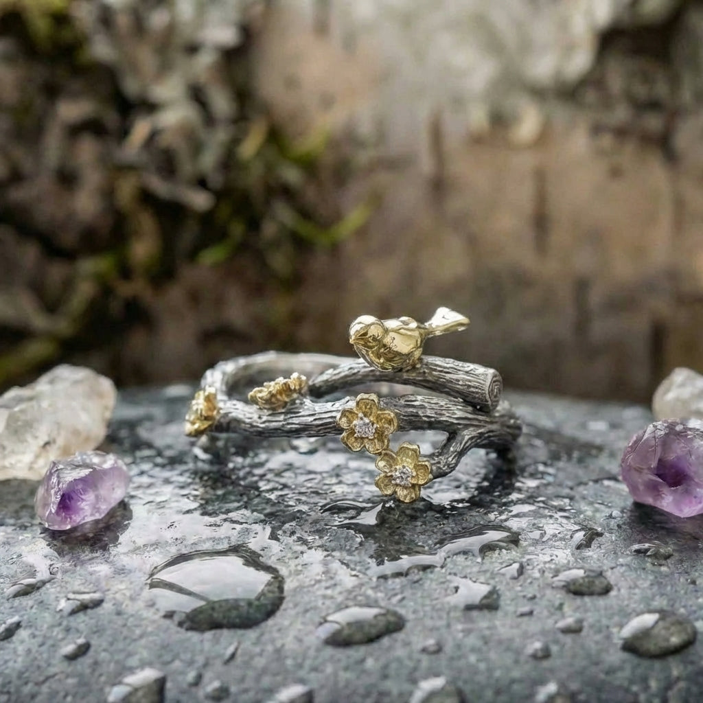 Bohemian Bird Branch Ring
