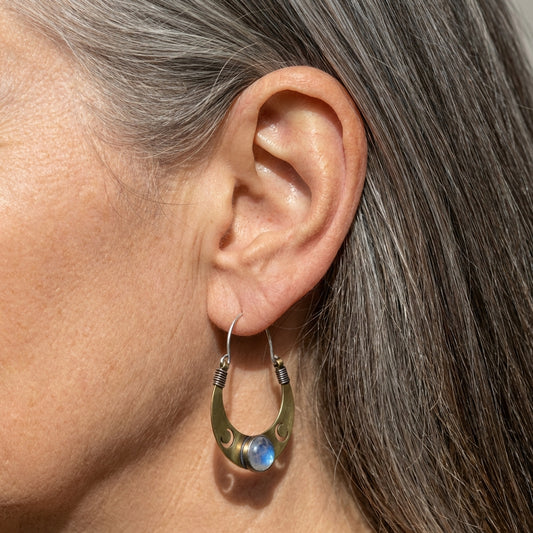 Bohemian Moon Stone Earrings