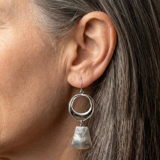 Bohemian Silver Geometric Earrings