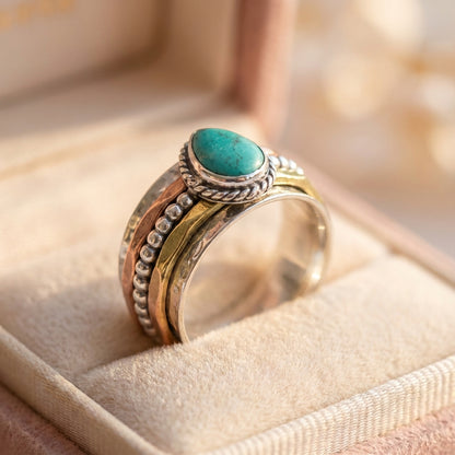 Bohemian Turquoise Teardrop Ring