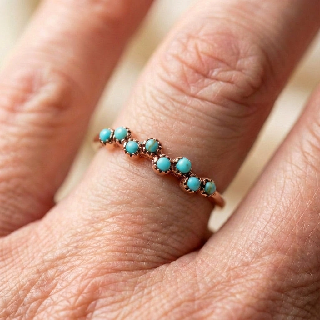 Boho Minimalist Turquoise Dot Accent Ring