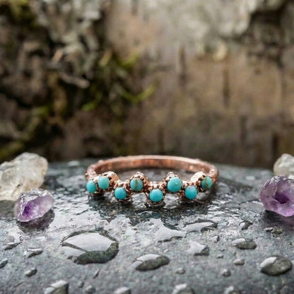 Boho Minimalist Turquoise Dot Accent Ring