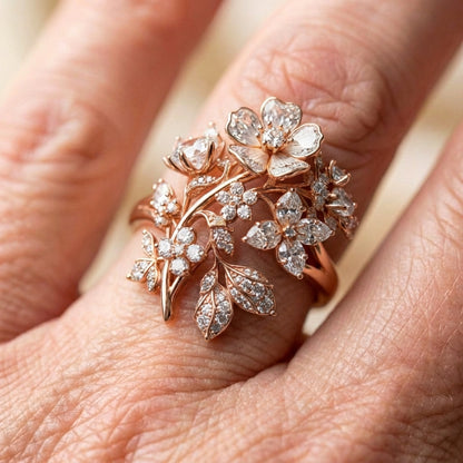 Bright Crystal Blossom Ring