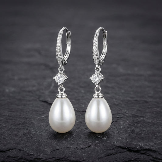 Bright Dangling Pearl Earrings