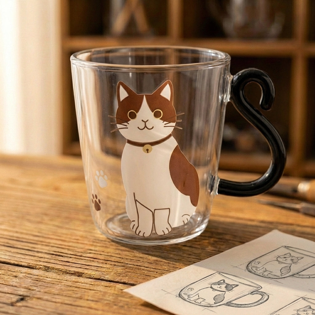 Brown Tabby Cat Glass Mug