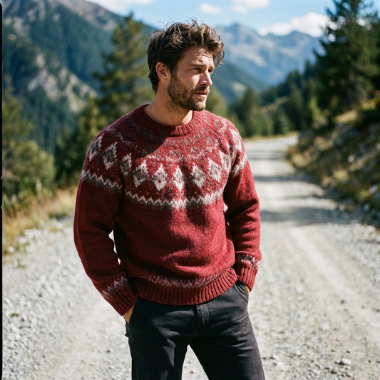 Burgundy Alpine Diamond Yoke Crewneck