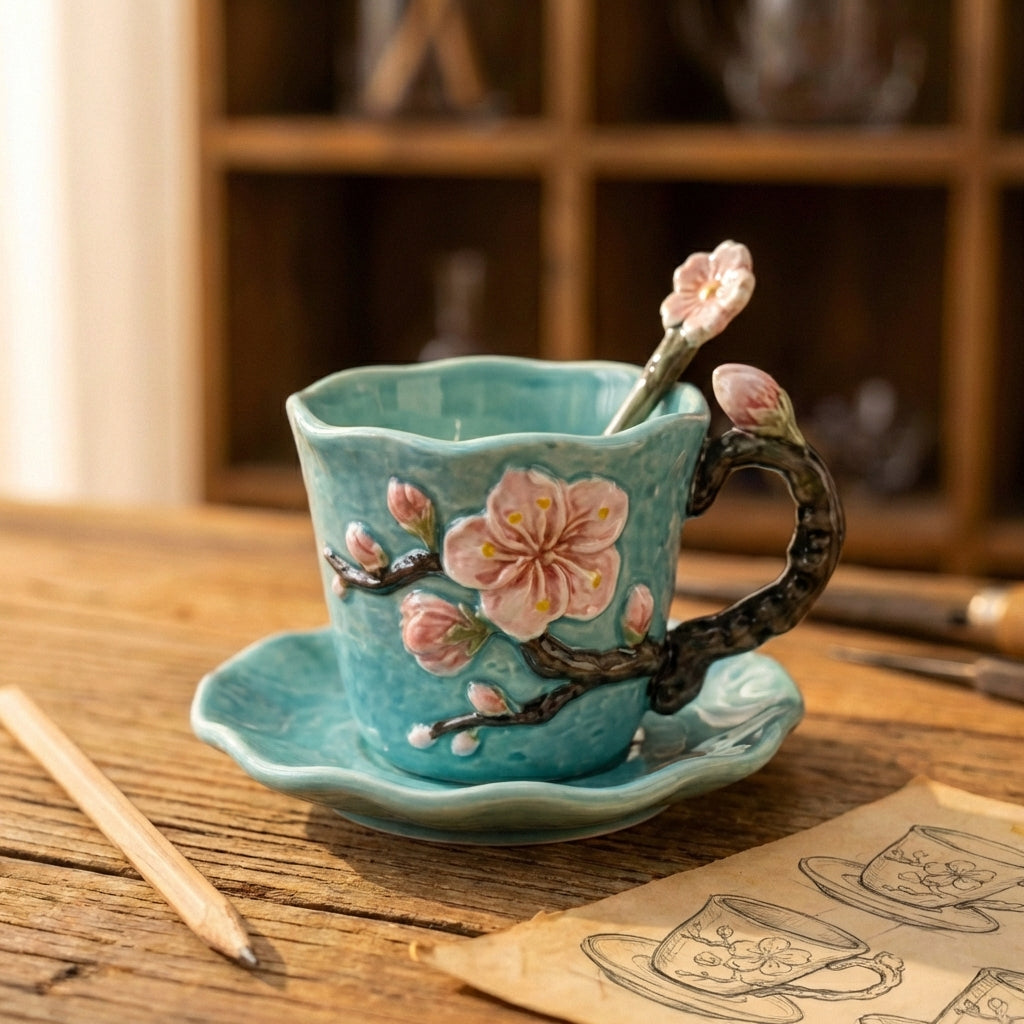 Cherry Blossom Branch Teacup