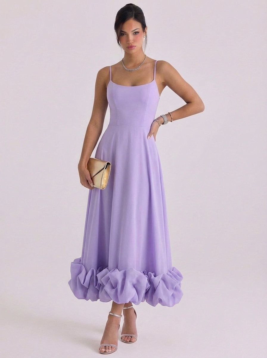 Chiffon Rosette Hem Maxi Dress