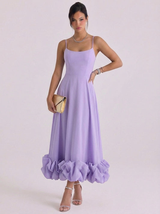 Chiffon Rosette Hem Maxi Dress