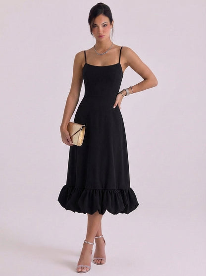Chiffon Rosette Hem Maxi Dress